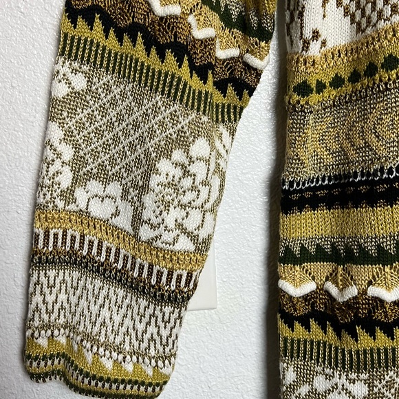 Vintage Dana Buchman Gold Brown Patterned Vneck Cardigan Medium - Picture 7 of 12